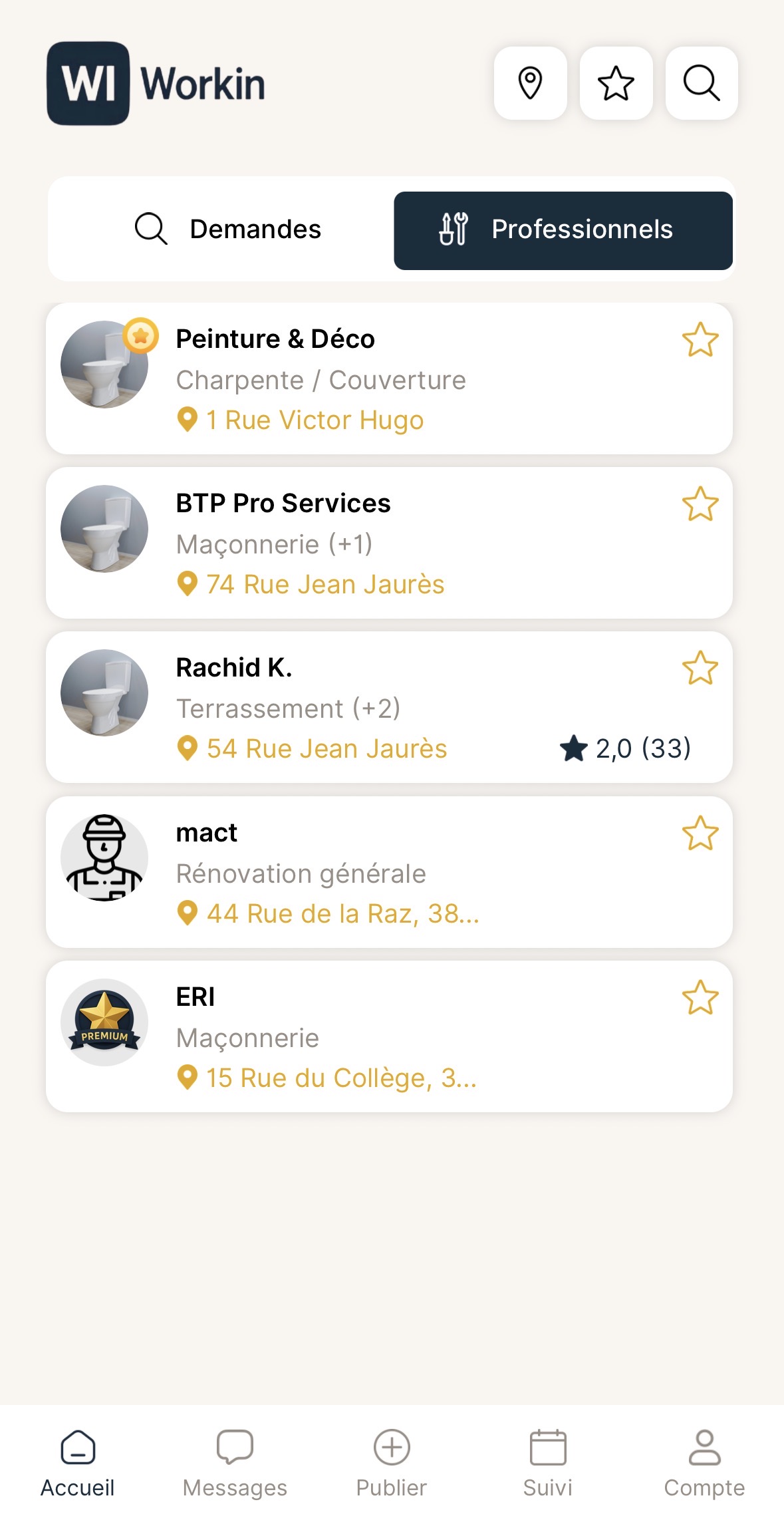 Professionnels